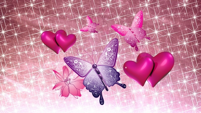 heart And butterfly And flower