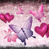 heart And butterfly And flower black
