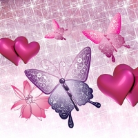 heart And butterfly And flower pink