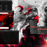 ManjaroBox (OB) with a Anime theme, GTK and .OBT themes a little on the darker side and Azenis Red