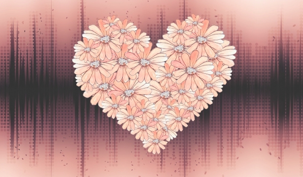 Heart made Of flowers pink