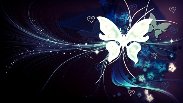 blue butterfly with hearts