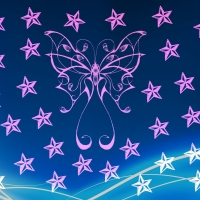 blue colored butterfly And stars