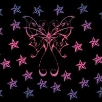 pink And purple colored butterfly And stars